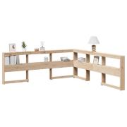 vidaXL Bokhylla sänggavel L-formad 200 cm massiv furu