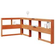 vidaXL Bokhylla sänggavel L-formad vaxbrun 80 cm massiv furu