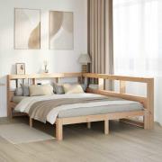 vidaXL Säng med bokhylla utan madrass 140x200cm massiv furu