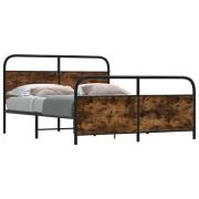 vidaXL Sängram utan madrass metall rökfärgad ek 180x200 cm