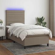 vidaXL Ramsäng med madrass & LED taupe 90x190 cm tyg