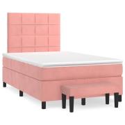 vidaXL Ramsäng med madrass rosa 120x190 cm sammet