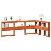 vidaXL Bokhylla sänggavel L-formad vaxbrun 120 cm massiv furu