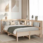 vidaXL Säng med bokhylla utan madrass 140x200cm massiv furu