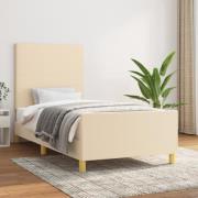 vidaXL Sängram utan madrass cremefärgad 90x200 cm tyg