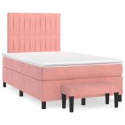 vidaXL Ramsäng med madrass rosa 120x190 cm sammet