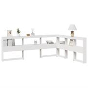 vidaXL Bokhylla sänggavel L-formad vit 135 cm massiv furu