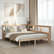 vidaXL Säng med bokhylla utan madrass 140x200cm massiv furu
