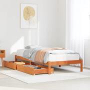 vidaXL Sängram utan madrass vaxbrun 75x190 cm massiv furu