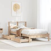vidaXL Säng med bokhylla utan madrass 100x200cm massiv furu