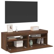 vidaXL Tv-bänkar 2 st med LED-belysning ljusbrun ek 60x35x40 cm