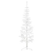 vidaXL Smal halv plastgran med stativ vit 150 cm