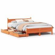 vidaXL Sängram utan madrass vaxbrun 120x200 cm massiv furu
