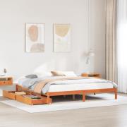 vidaXL Sängram utan madrass vaxbrun 200x200 cm massiv furu