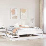 vidaXL Sängram utan madrass vit 200x200 cm massiv furu