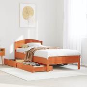 vidaXL Sängram utan madrass vaxad brun 90x200 cm massiv furu