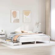vidaXL Sängram utan madrass vit 200x200 cm massiv furu