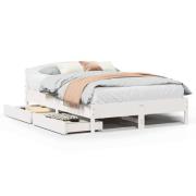 vidaXL Sängram utan madrass vit 140x200 cm massiv furu