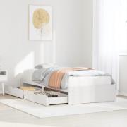 vidaXL Sängram utan madrass vit 75x190 cm massiv furu