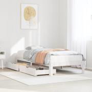 vidaXL Sängram med lådor vit 90x200 cm massiv furu