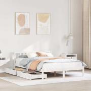 vidaXL Sängram utan madrass vit 150x200 cm massiv furu