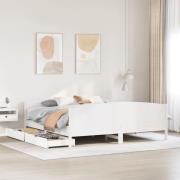 vidaXL Sängram utan madrass vit 200x200 cm massiv furu