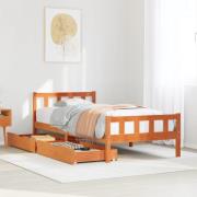vidaXL Sängram utan madrass vaxbrun 75x190 cm massiv furu