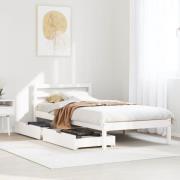 vidaXL Sängram utan madrass vit 90x200 cm massiv furu
