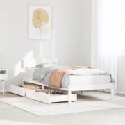 vidaXL Sängram utan madrass vit 90x200 cm massiv furu