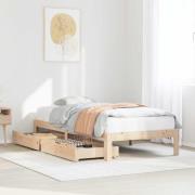 vidaXL Sängram med lådor 90x200 cm massiv furu