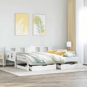 vidaXL Dagbädd utdragbar med lådor utan madrass vit 90x190 cm