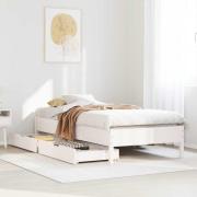 vidaXL Sängram utan madrass vit 100x200 cm massiv furu