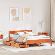 vidaXL Sängram utan madrass vaxbrun 120x190 cm massiv furu