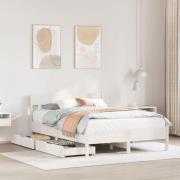 vidaXL Sängram utan madrass vit 140x190 cm massiv furu