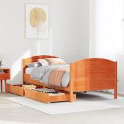 vidaXL Sängram utan madrass vaxad brun 90x190 cm massiv furu