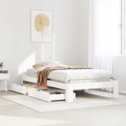 vidaXL Sängram utan madrass vit 90x200 cm massiv furu