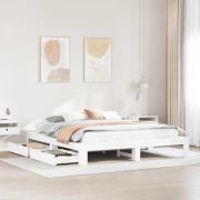vidaXL Sängram utan madrass vit 200x200 cm massiv furu