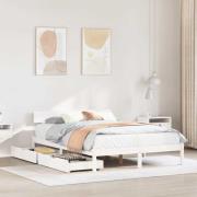 vidaXL Sängram utan madrass vit 120x200 cm massiv furu