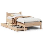vidaXL Sängram med lådor 90x190 cm massiv furu