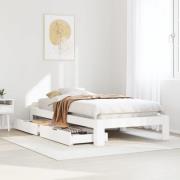 vidaXL Sängram utan madrass vit 75x190 cm massiv furu
