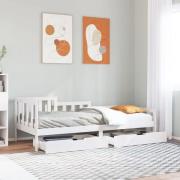 vidaXL Dagbädd med lådor vit 80x200 cm massiv furu