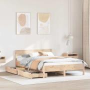 vidaXL Sängram utan madrass 135x190 cm massiv furu