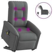 vidaXL Elektrisk massagefåtölj med uppresningshjälp mörkgrå tyg