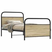 vidaXL Sängram utan madrass sonoma-ek 100x200 cm konstruerad trä