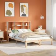 vidaXL Säng med bokhylla utan madrass 135x190cm massiv furu