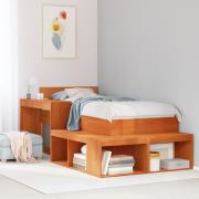 vidaXL Sängram utan madrass vaxad brun 90x190 cm massiv furu