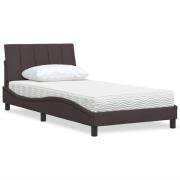 vidaXL Bed with Mattress "Hanko" Dark Brown 100x200 cm Fabric