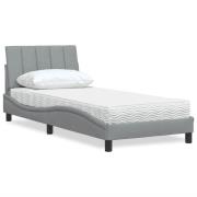 vidaXL Bed with Mattress "Hanko" Light Grey 80x200 cm Fabric