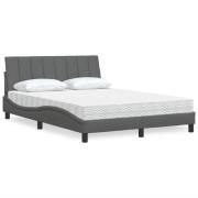 vidaXL Bed with Mattress "Hanko" Dark Grey 120x200 cm Fabric