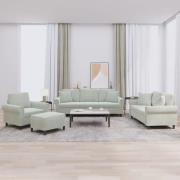 vidaXL Soffgrupp med kuddar 4 delar ljusgrå sammet